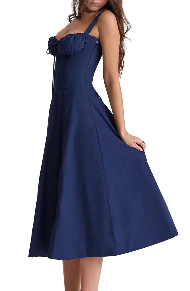 Vestido maxi estampado com cintura - Fleur