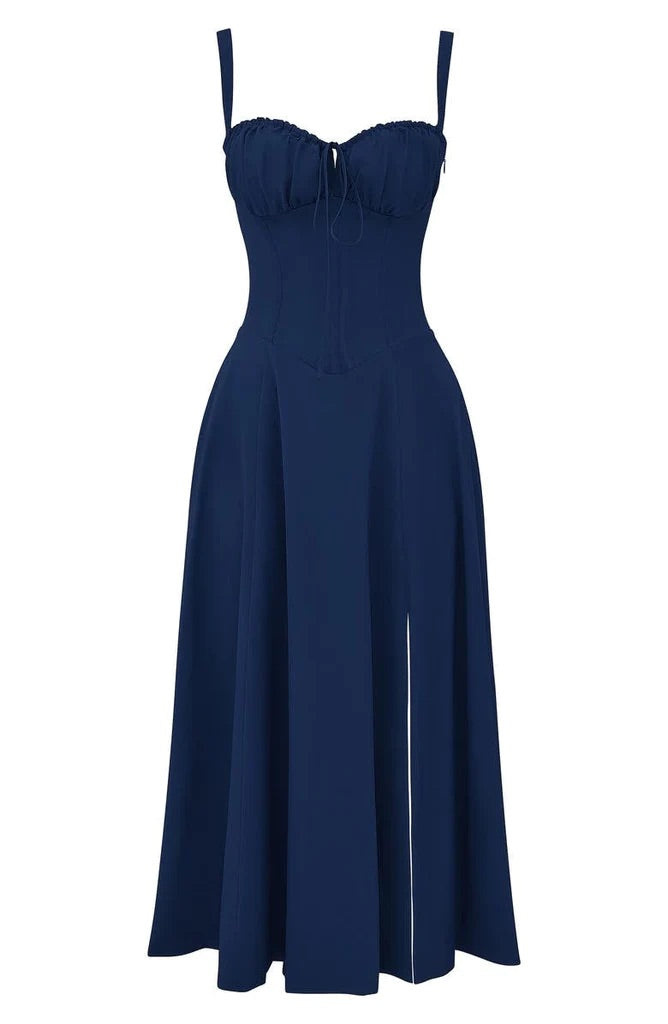 Vestido maxi estampado com cintura - Fleur