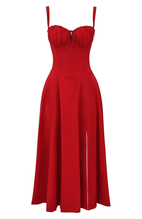 Vestido maxi estampado com cintura - Fleur