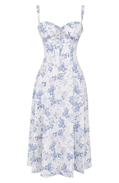 Vestido maxi estampado com cintura - Fleur