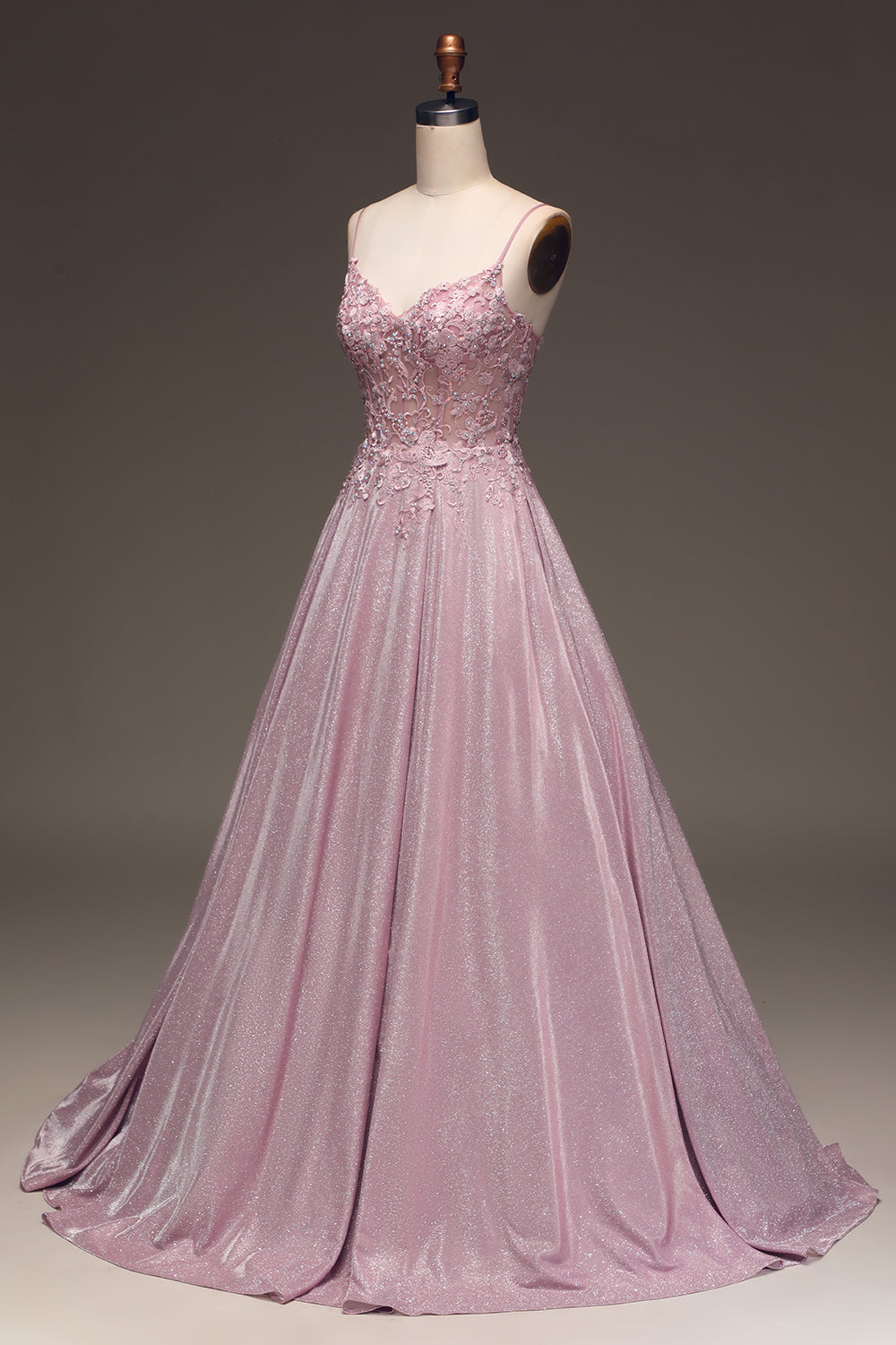 Vestido de baile em A com brilho e cor rubra - Clara