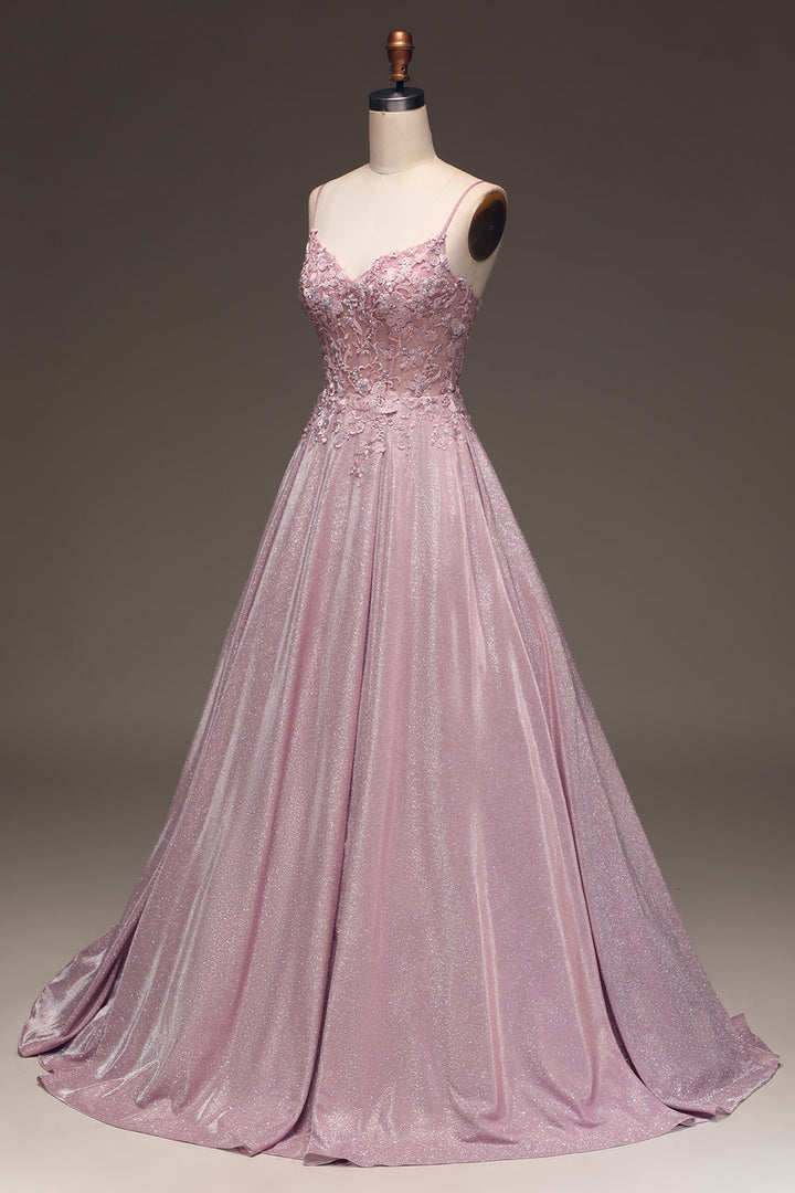 Vestido de baile em A com brilho e cor rubra - Clara