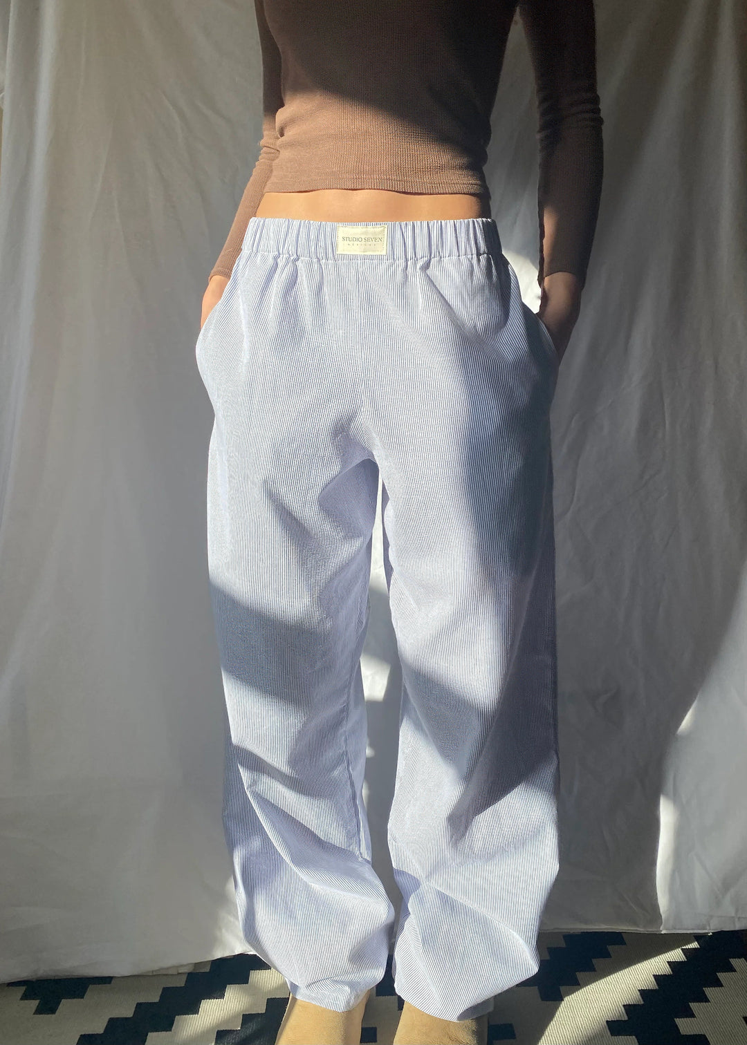 Ladies' lounge trousers with a stripe pattern – Elvira