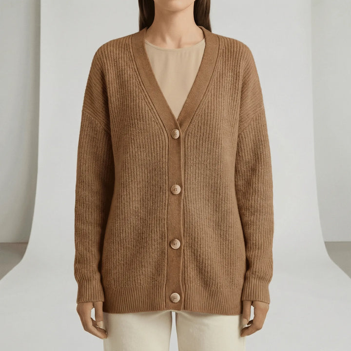 Locker Geschnittener Cardigan Mit Knopfleiste - Jamila