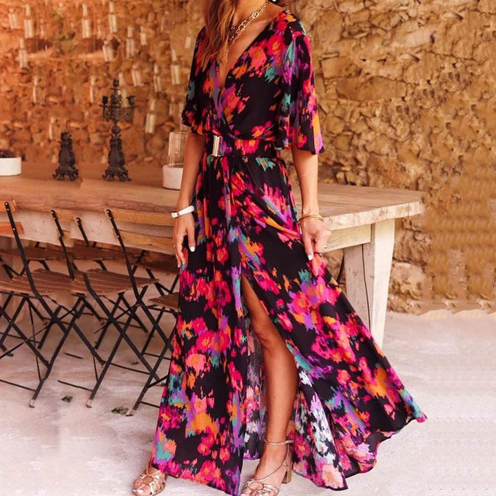 Vestido maxi envolvente moderno para o verão - Vera