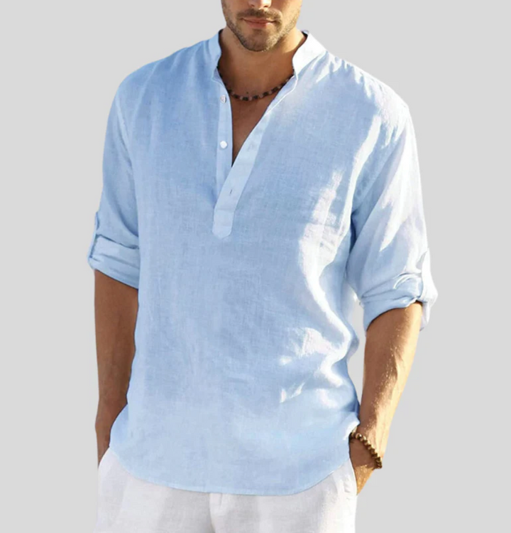 Camisa de linho elegante com colarinho - Leonardo