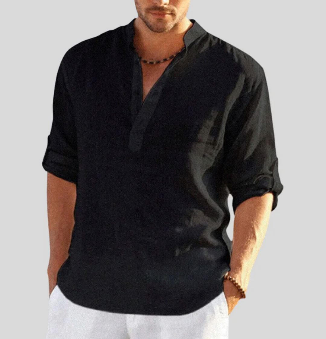 Camisa de linho elegante com colarinho - Leonardo
