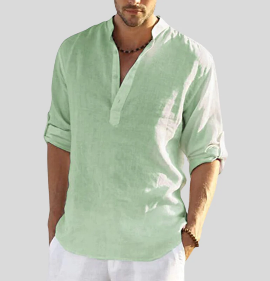 Camisa de linho elegante com colarinho - Leonardo