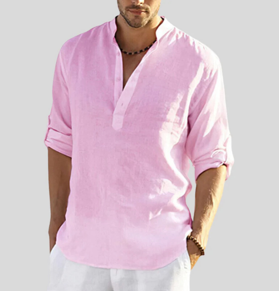 Camisa de linho elegante com colarinho - Leonardo
