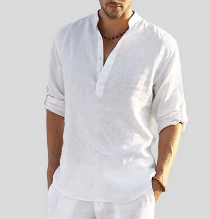 Camisa de linho elegante com colarinho - Leonardo