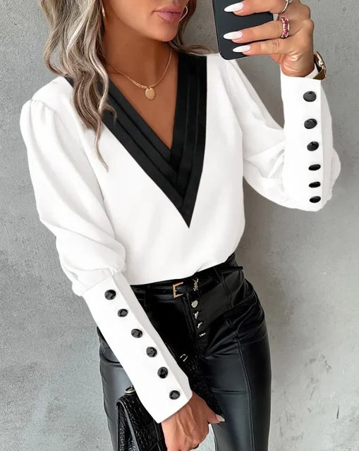 Ladies' Blouse with V-Neck – Isolde