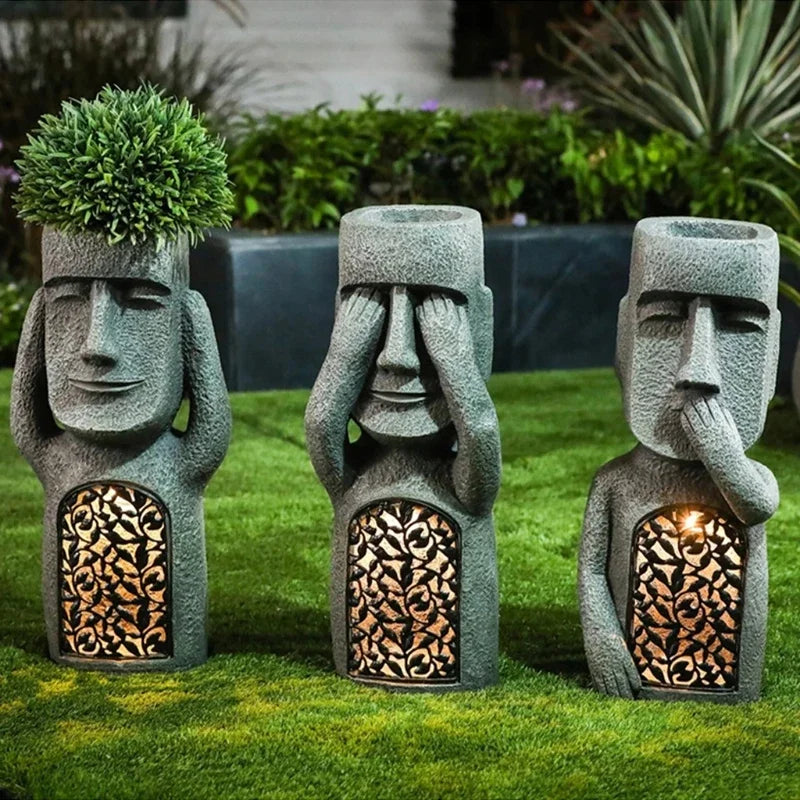 Ilha da Páscoa Vaso Estátua com Luz LED - MoaiGlow
