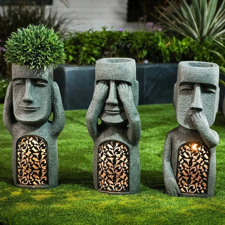 Ilha da Páscoa Vaso Estátua com Luz LED - MoaiGlow