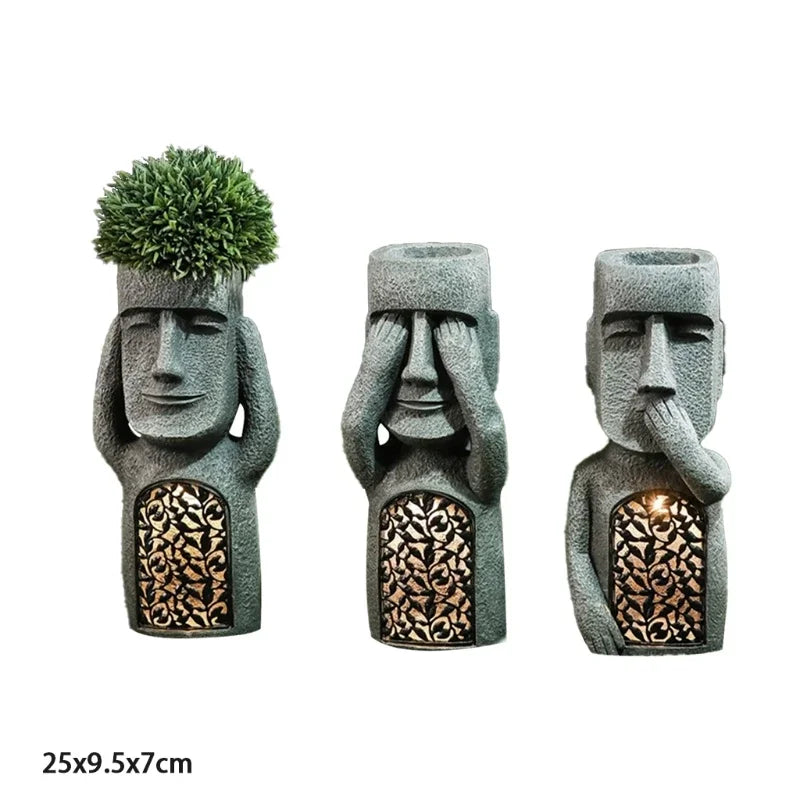 Ilha da Páscoa Vaso Estátua com Luz LED - MoaiGlow