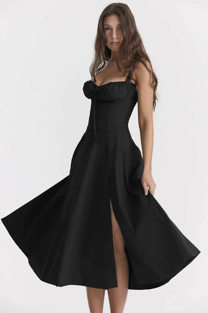 Vestido maxi estampado com cintura - Fleur