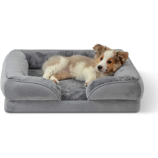 Sofá ortopédico confortável para cães cinza - Max