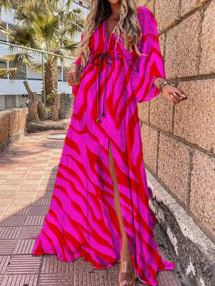 Vestido de praia elegante com estampa - Zamara