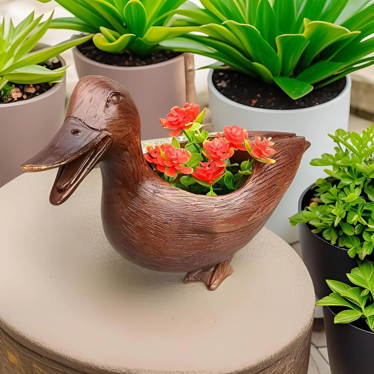 Estátua de pato vaso de flores - QuackyPlanter
