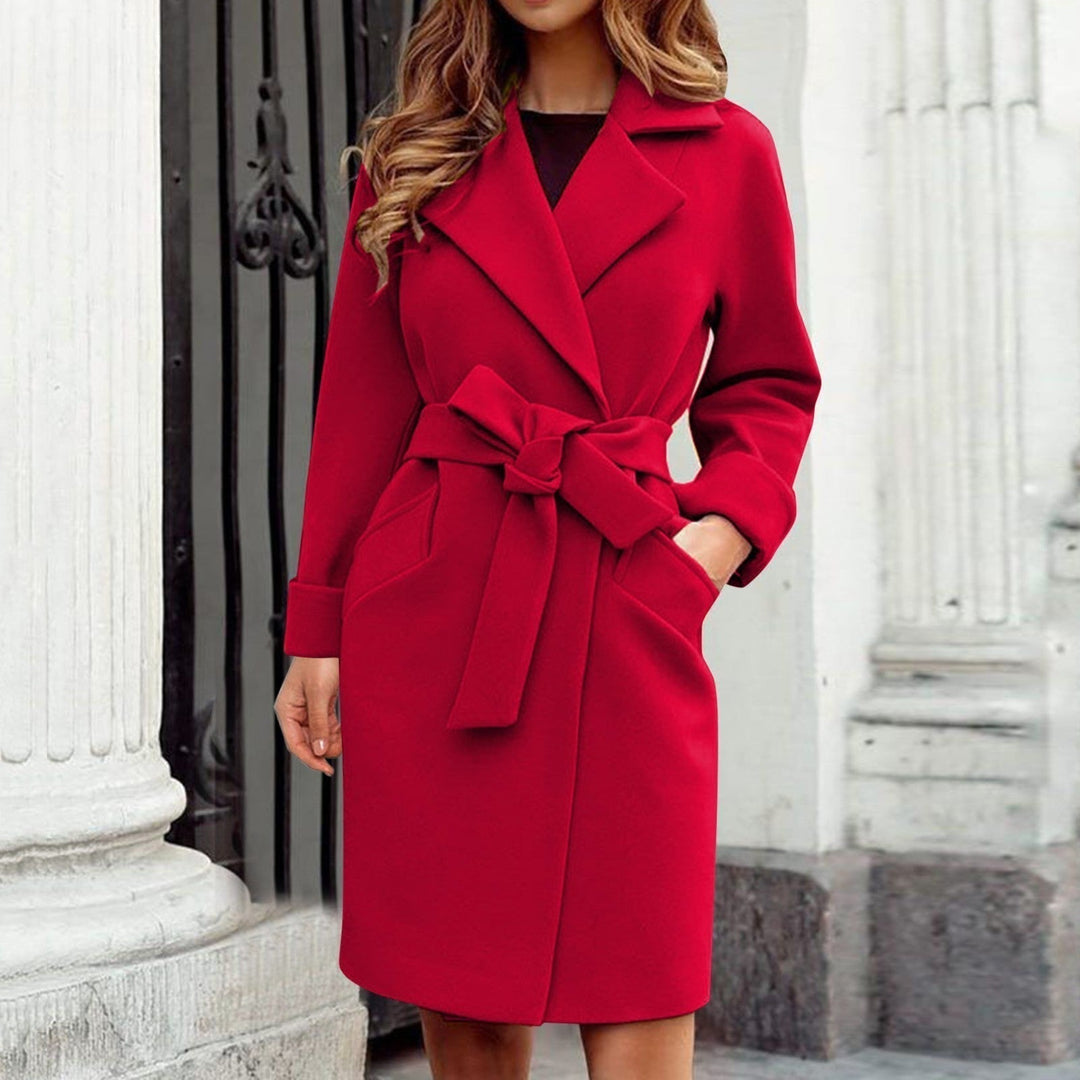 Trench coat longo jaqueta de inverno com fecho de botão em cores vibrantes - Elena