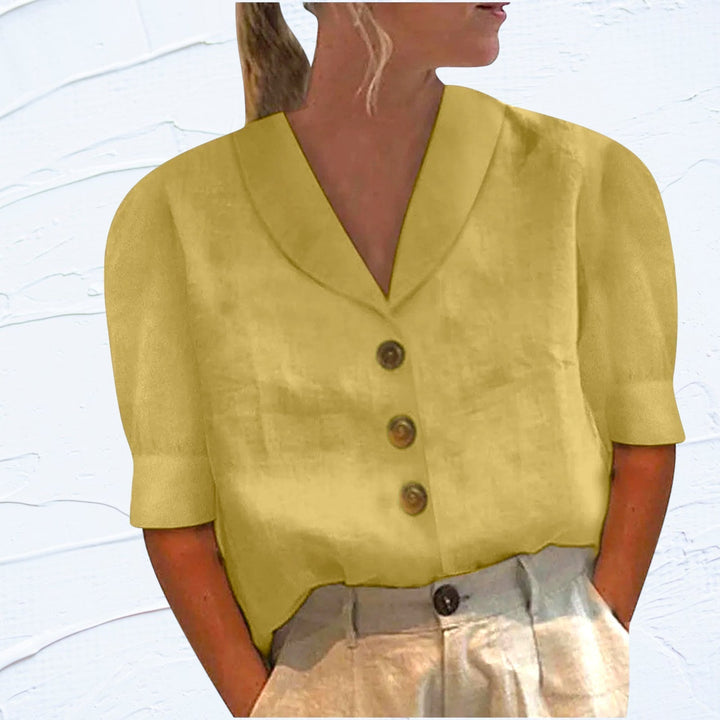 Blusa feminina elegante com colarinho e botões - Vivienne