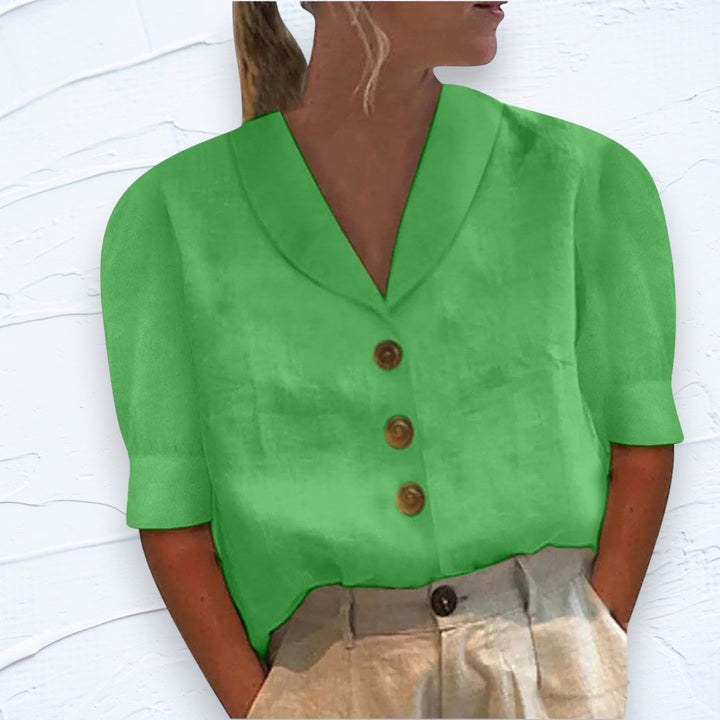 Blusa feminina elegante com colarinho e botões - Vivienne
