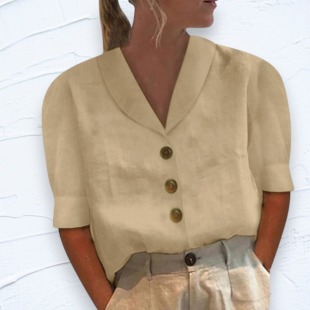 Blusa feminina elegante com colarinho e botões - Vivienne