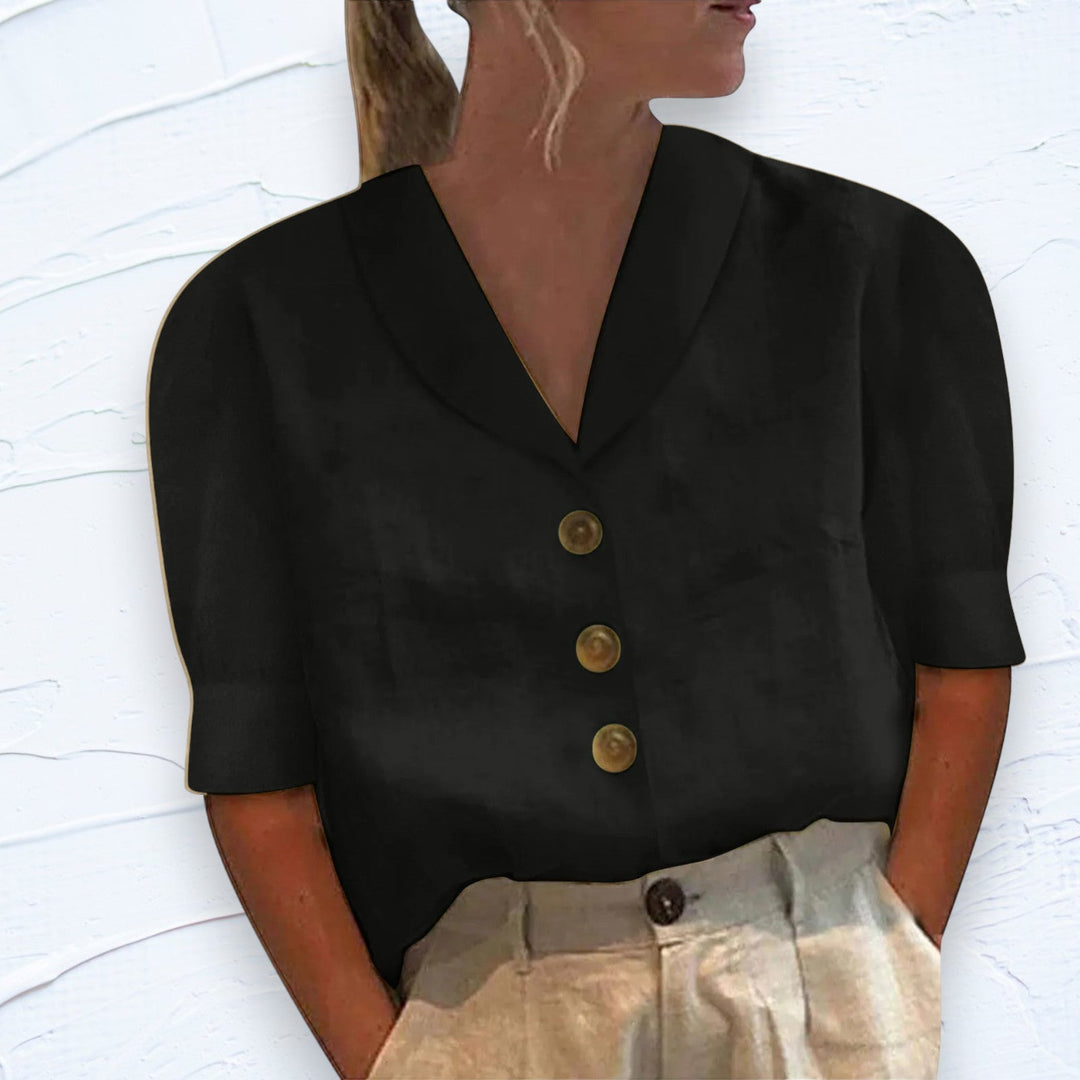 Blusa feminina elegante com colarinho e botões - Vivienne