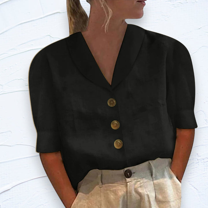 Blusa feminina elegante com colarinho e botões - Vivienne