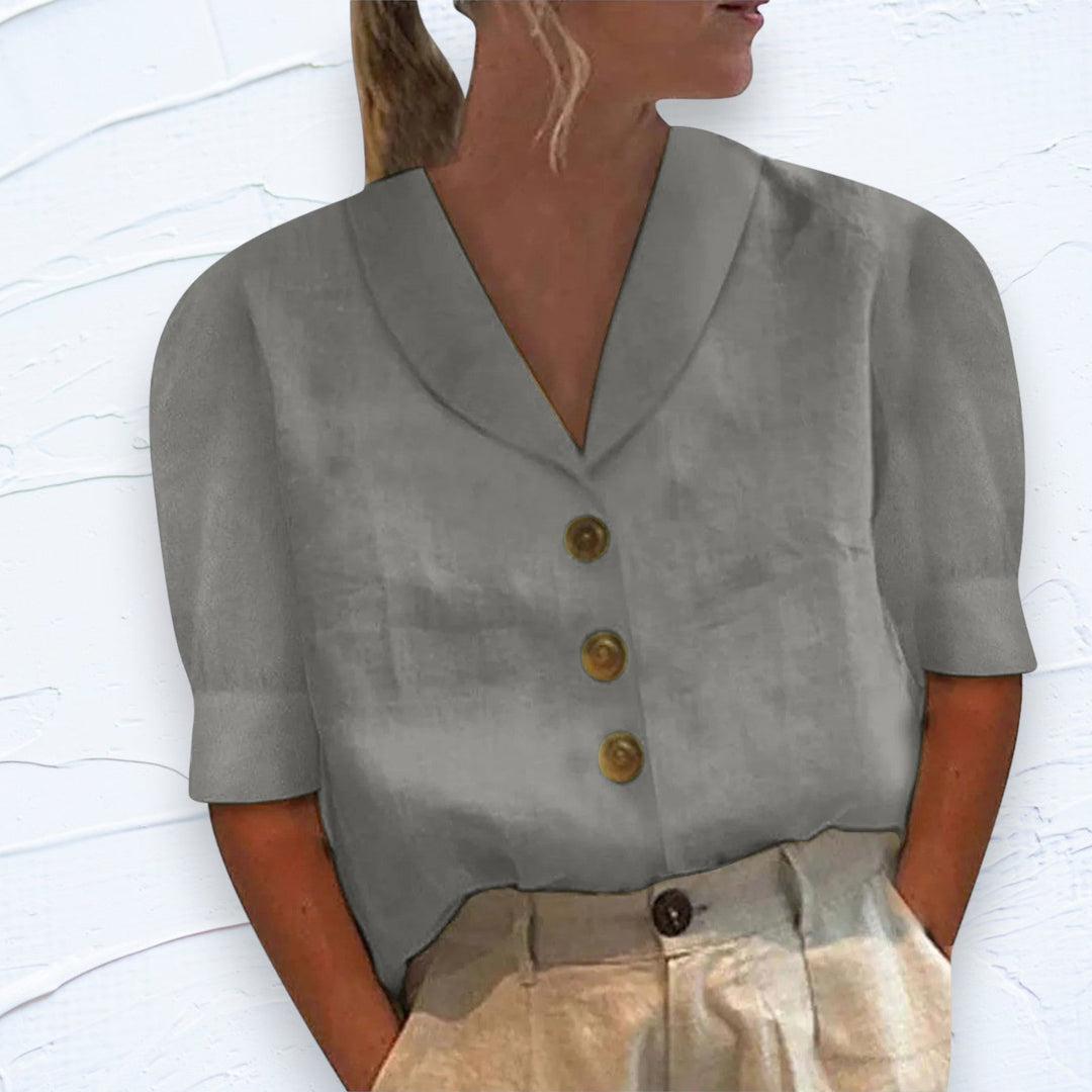 Blusa feminina elegante com colarinho e botões - Vivienne