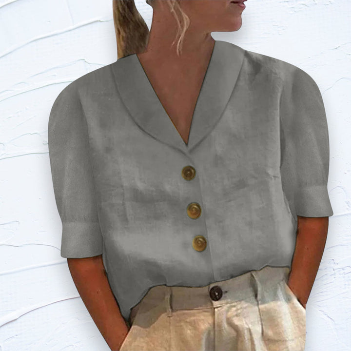 Blusa feminina elegante com colarinho e botões - Vivienne