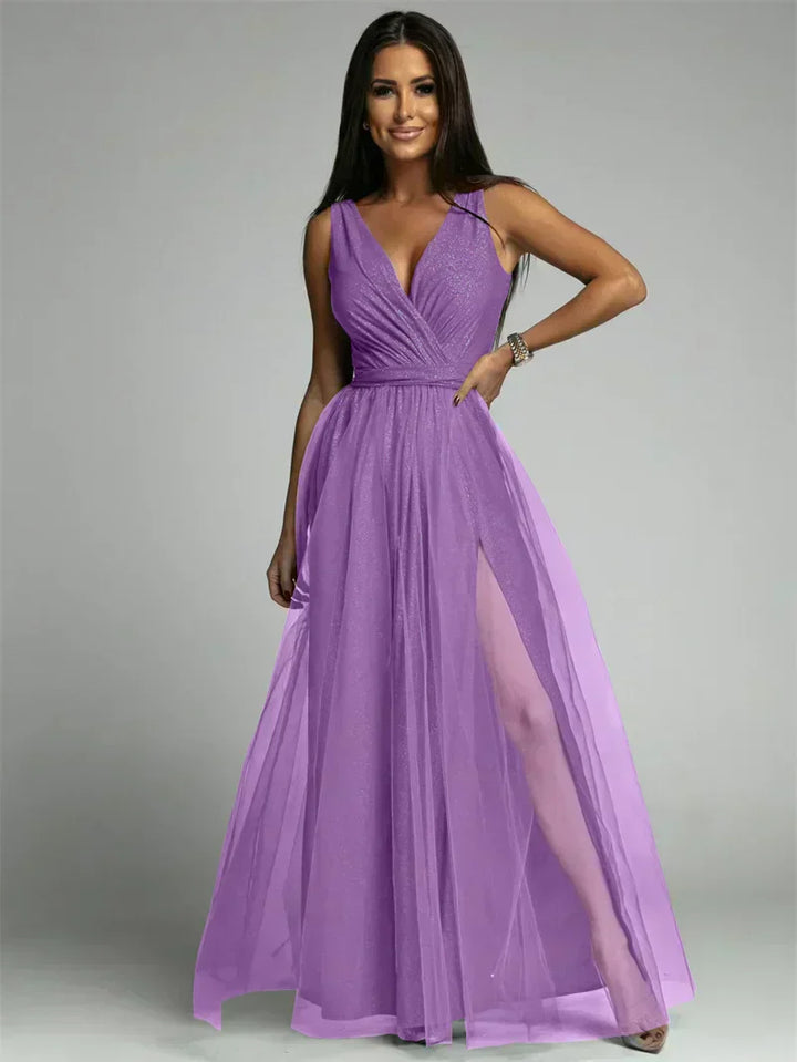 Vestido elegante com decote em V - Mindy