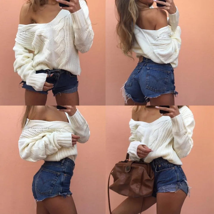 Ladies' oversized knitted sweater with long sleeves – Thalia