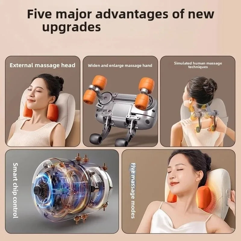 Wireless Shiatsu Massage Pillow with Heat for Neck, Back & Legs – Auron