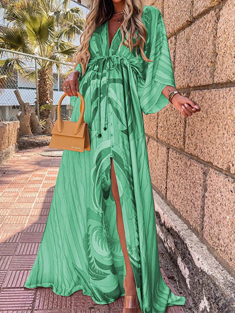 Vestido de praia elegante com estampa - Zamara