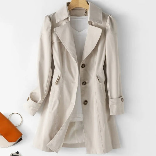 Trench coat feminino de tamanho médio elegante - Victoria
