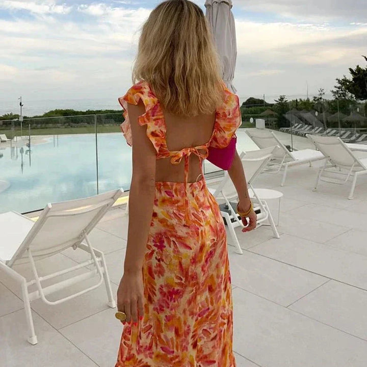 Vestido boho com estampa e babados - Samantha