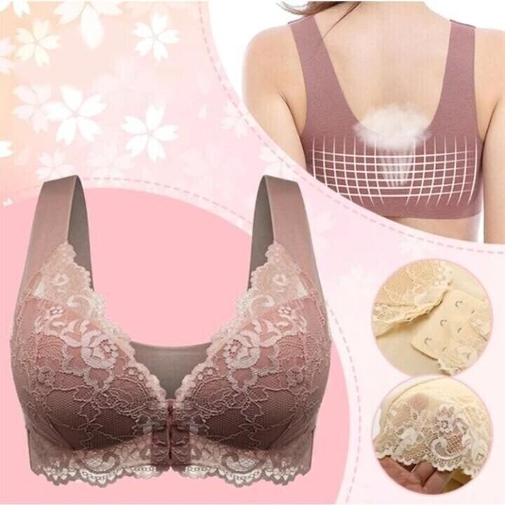 Seamless lace sports bra with front closure – Mireya