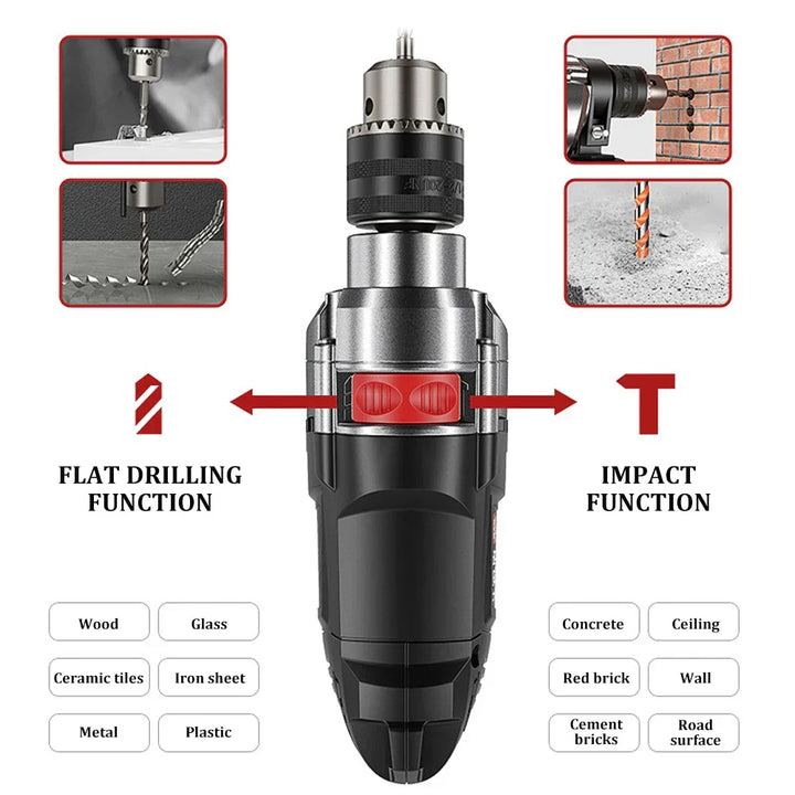 780W Electric Hammer & Drill with Variable Speed – DrillForce