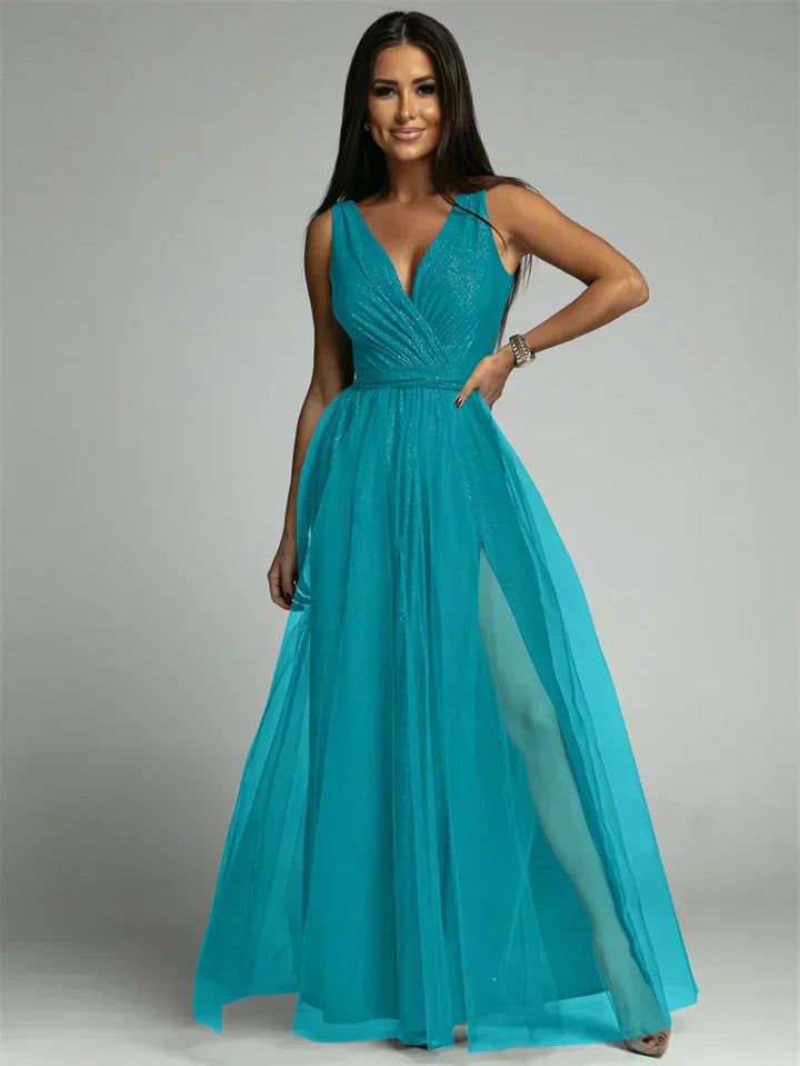 Vestido elegante com decote em V - Mindy