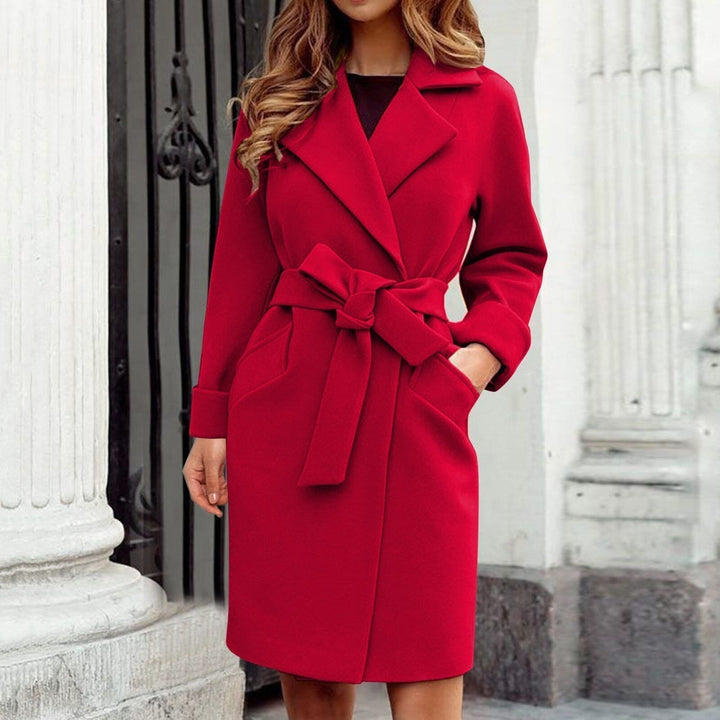 Trench coat longo jaqueta de inverno com fecho de botão em cores vibrantes - Elena