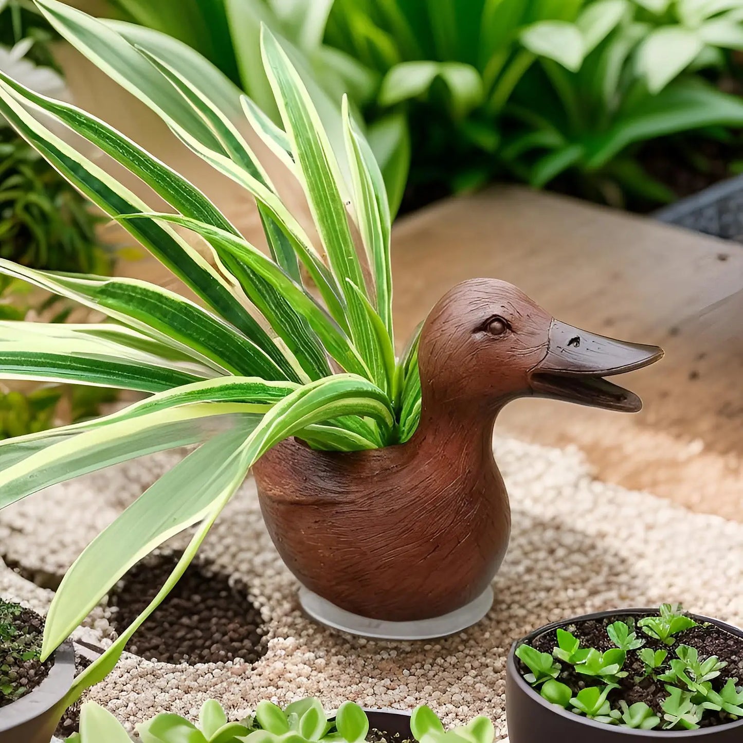 Estátua de pato vaso de flores - QuackyPlanter