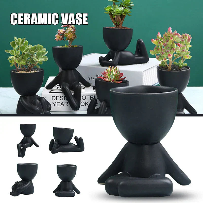 Vaso de suculentas de cerâmica feito à mão com orifício de drenagem - TerraCotta