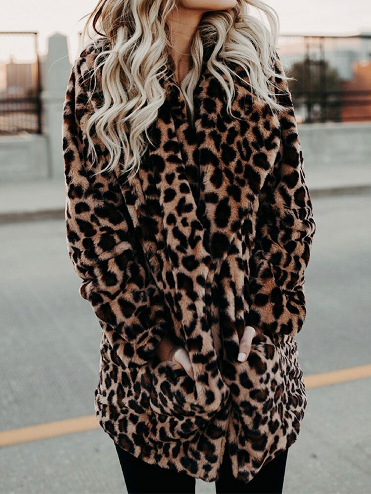 Casaco de inverno de leopardo elegante | Perfeito para clima frio