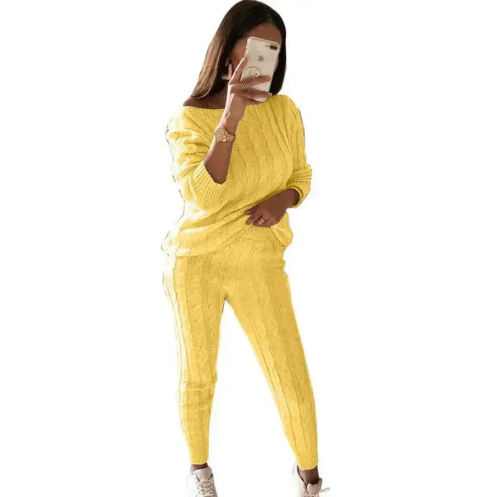 Ladies' Knitted Tracksuit Two-Piece Set for Autumn & Winter – Isaline
