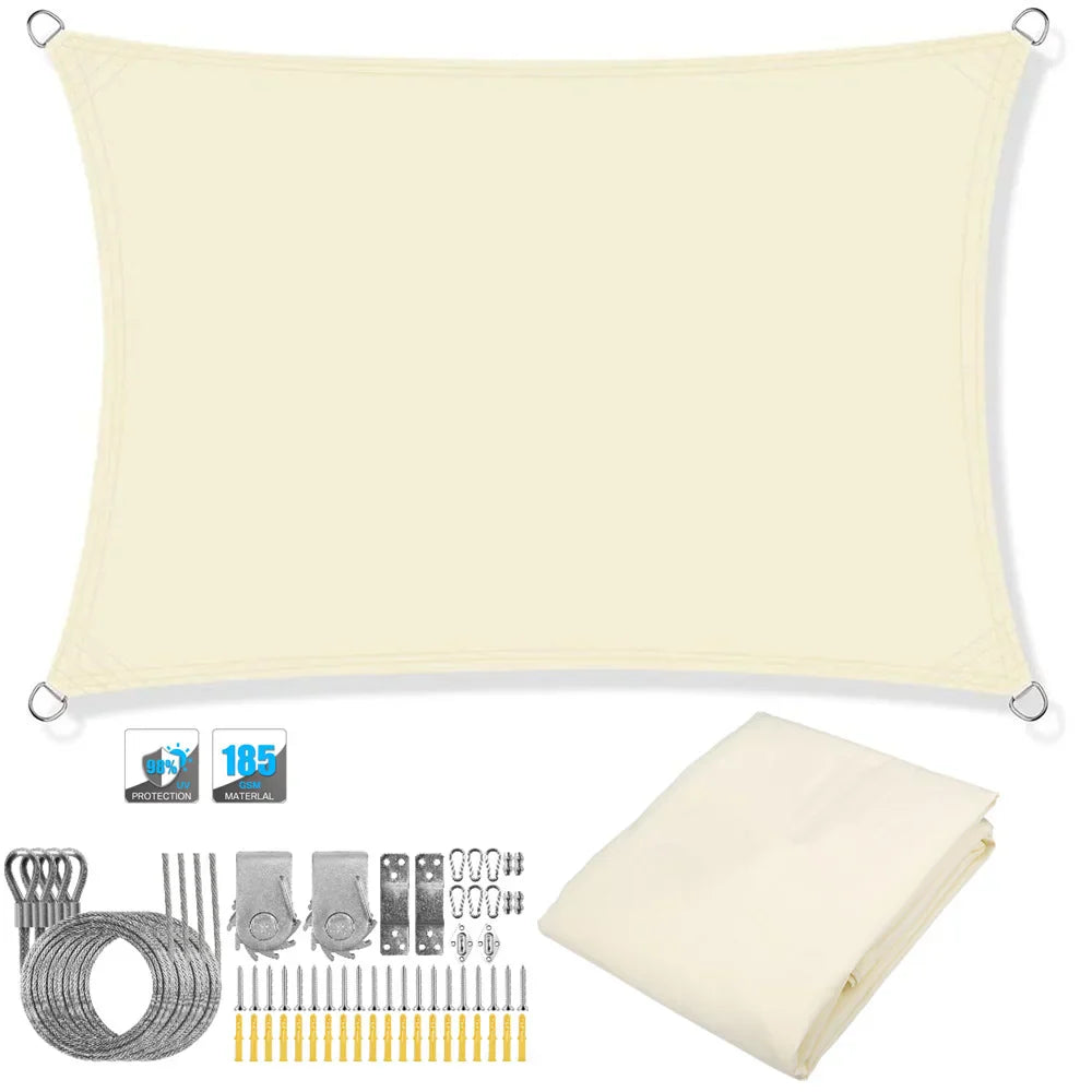 Waterproof Rectangular Sun Shade Sail with UV Protection & Mounting Kits – ShadeGuard
