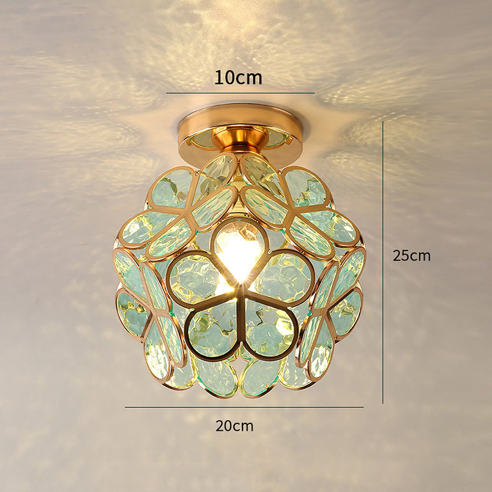 Lustre de teto de vidro artístico com padrão de flores - FlowerHall