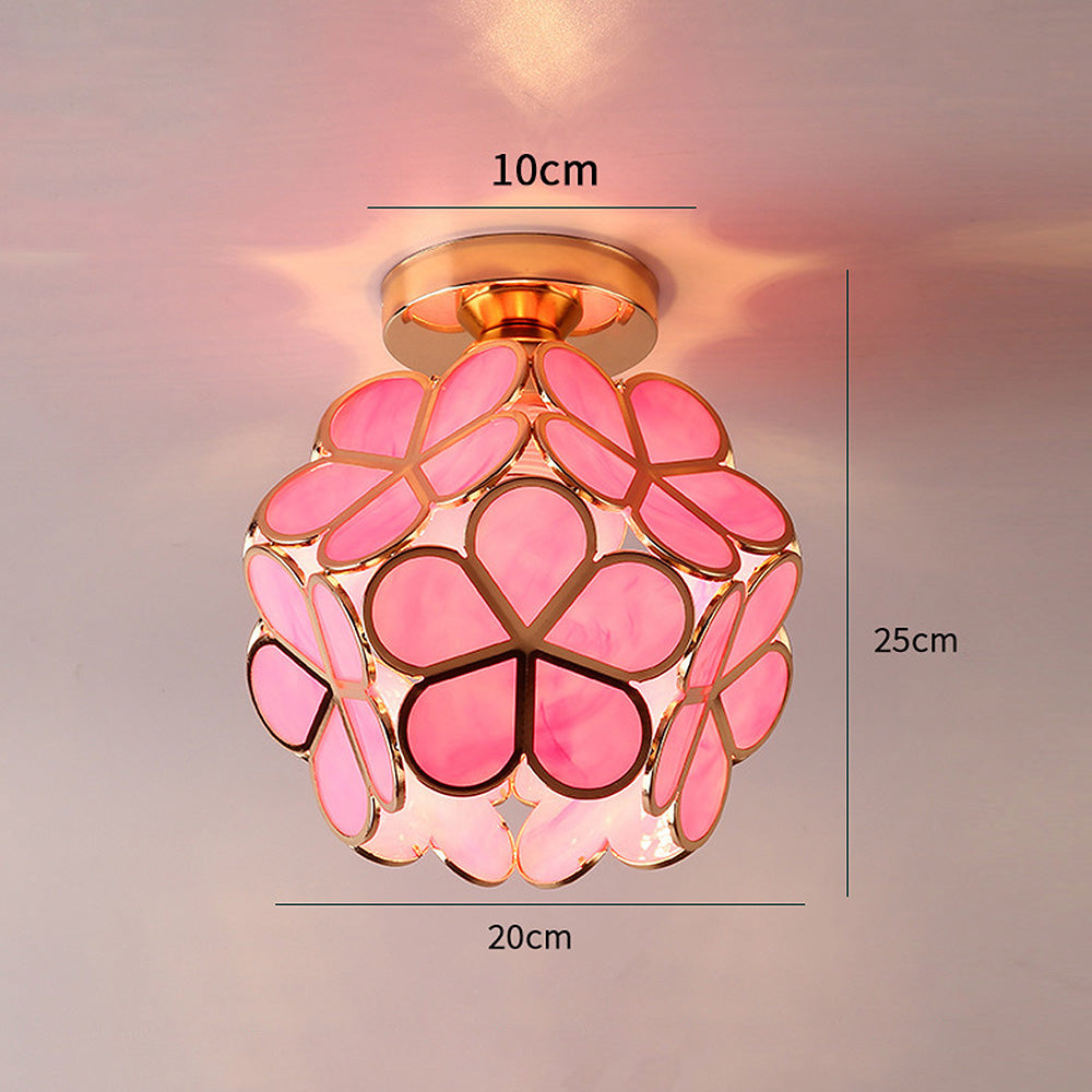 Lustre de teto de vidro artístico com padrão de flores - FlowerHall