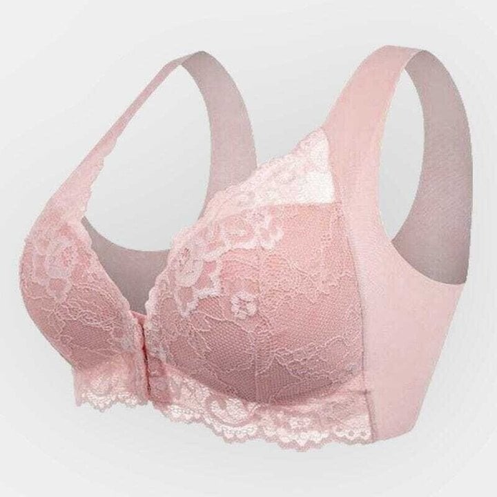 Seamless lace sports bra with front closure – Mireya