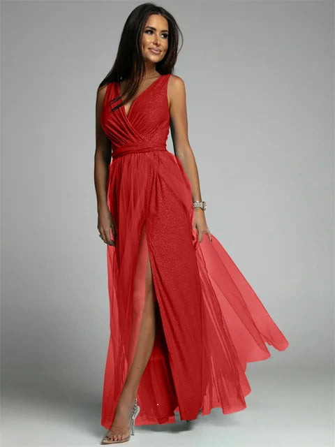 Vestido elegante com decote em V - Mindy