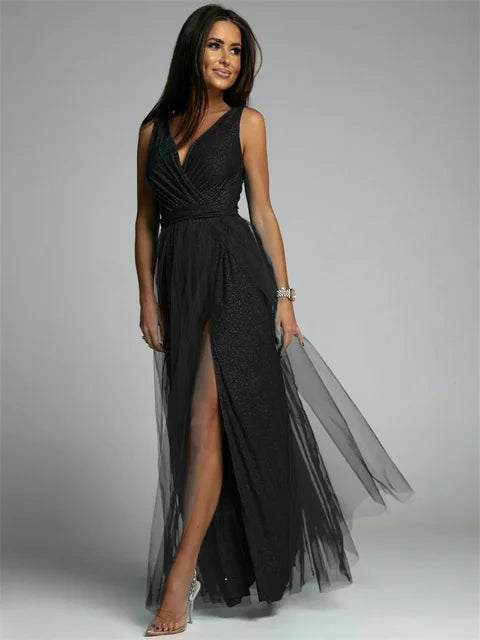 Vestido elegante com decote em V - Mindy